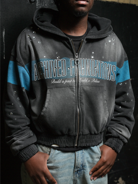 "Archived Foundations" Blueprint Blue Hoodie